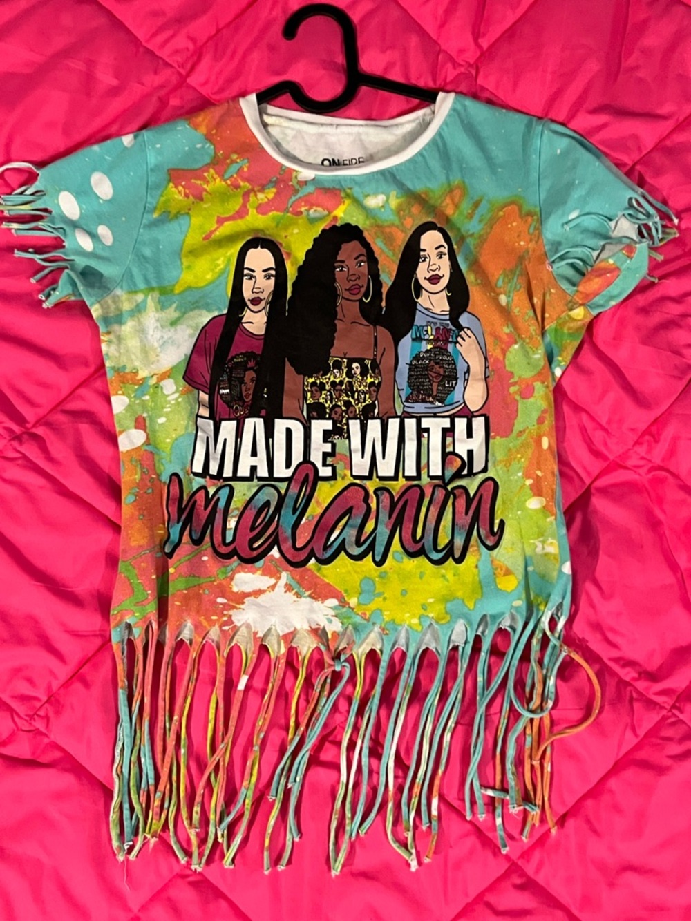 On Fire Tie-Dye Graphic Tee - Turquoise Pink Coral